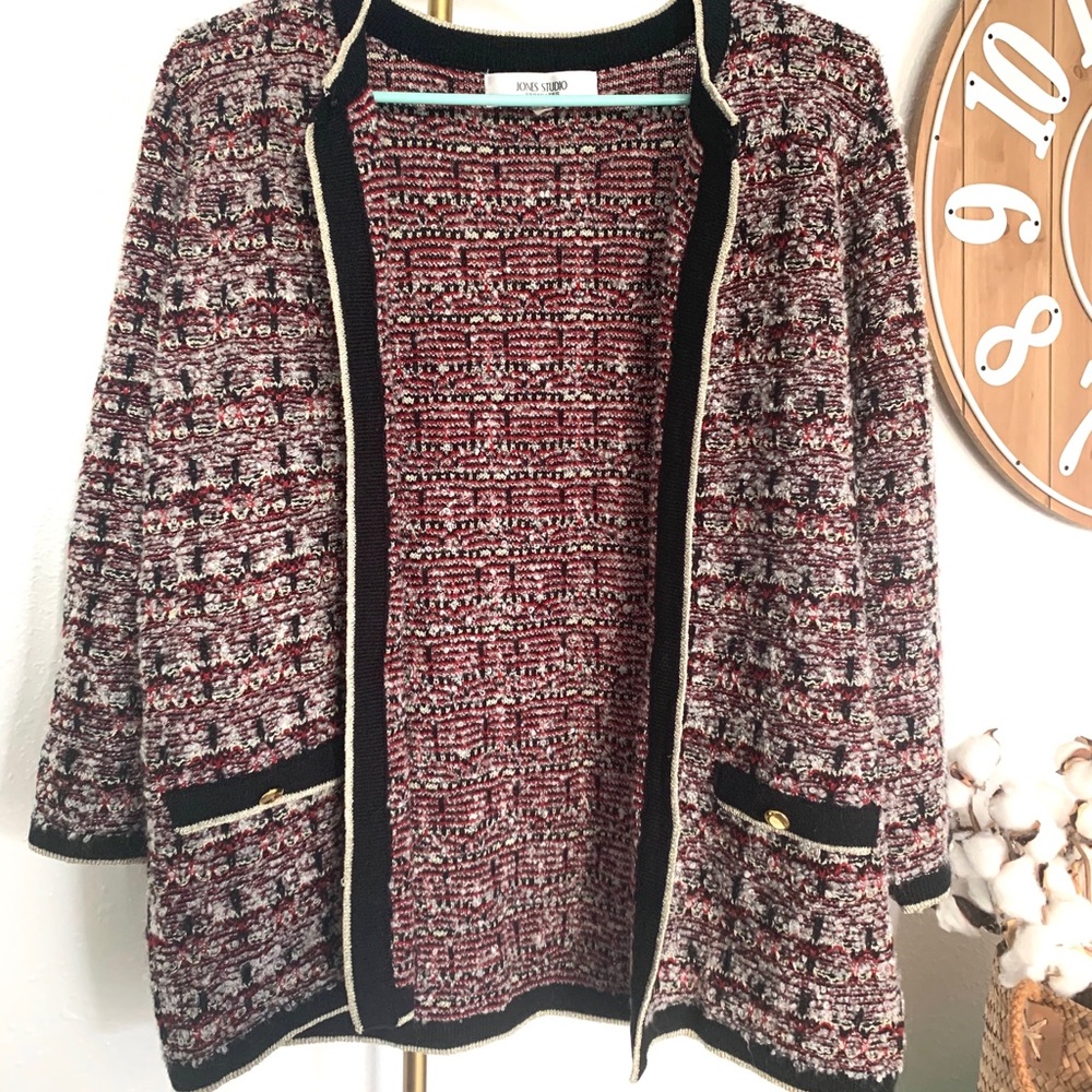 Business Casual cardigan/soft blazer.